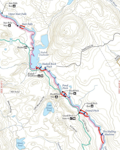 A topographical map of a river.